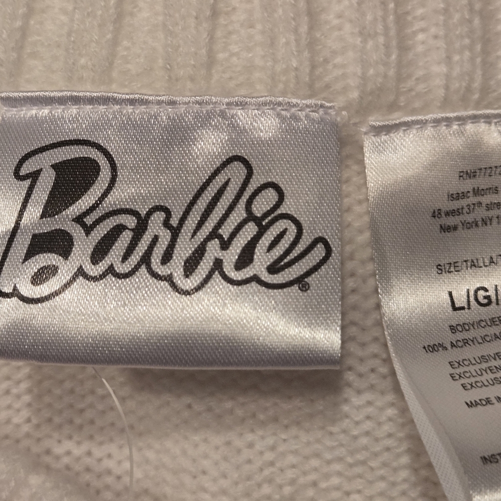 Barbie hpt pink and cream sweater in a misses size large brand new with tags - Picture 6 of 7
